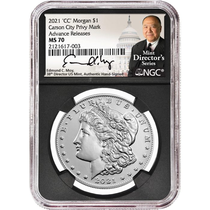 2021 Six-Piece Morgan & Peace Dollar Set NGC MS70 Advance Release �?Edmund C. Moy Signatures �?MDS Labels