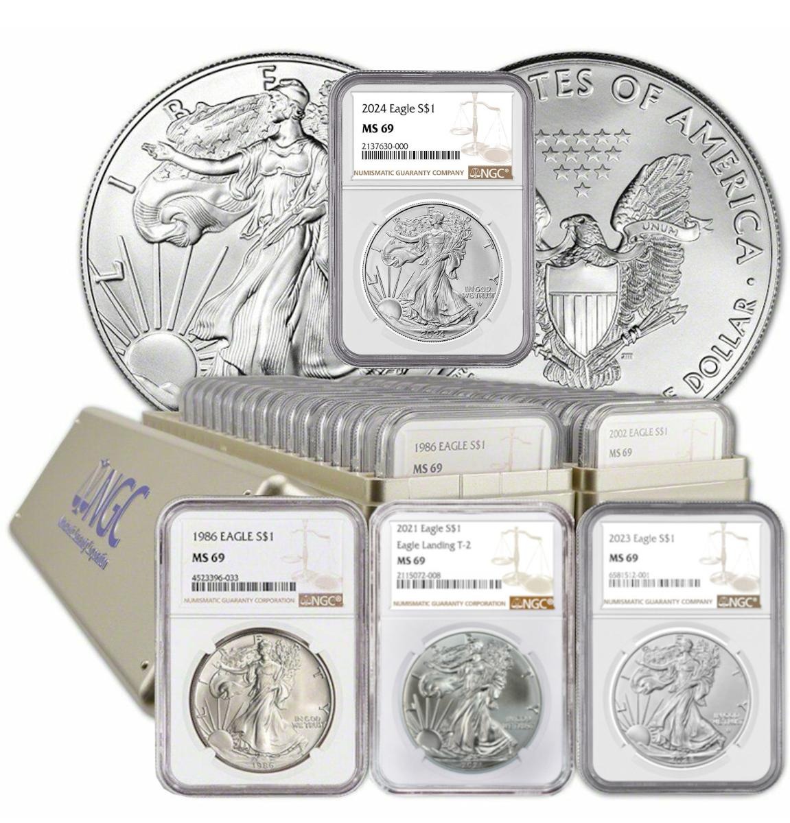 🪙1986-2024 American Silver Eagle 39-pc Set NGC MS69