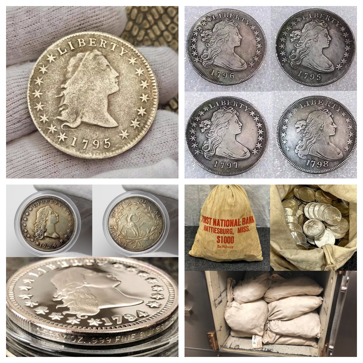 💴Last 12 Sets!!! 🪙The Complete Set Of 1794-1804 Liberty Flowing Hair Silver Dollar(11Pcs)