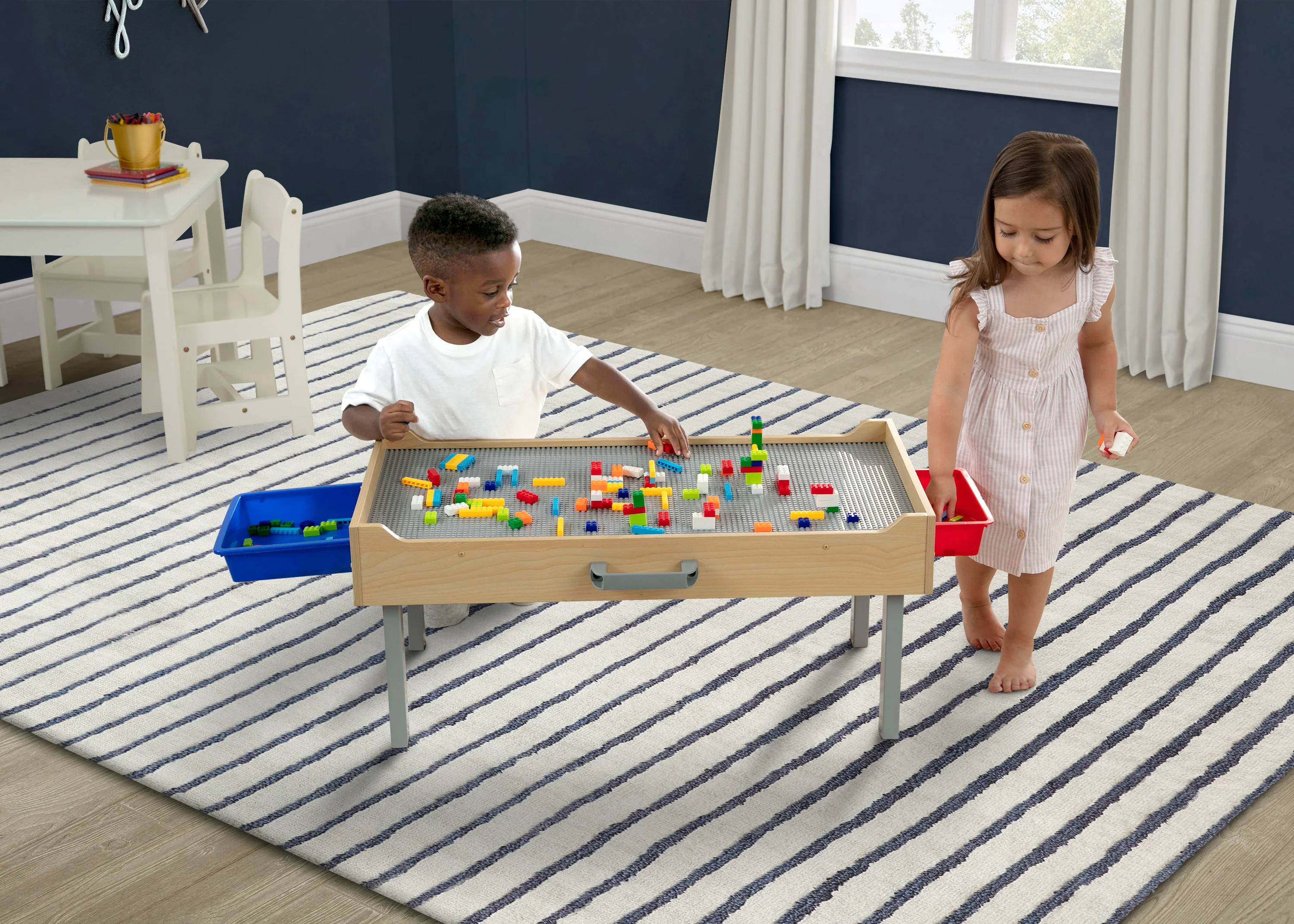 Play N Store Building Bricks Play Table with 100+ Play Bricks Included