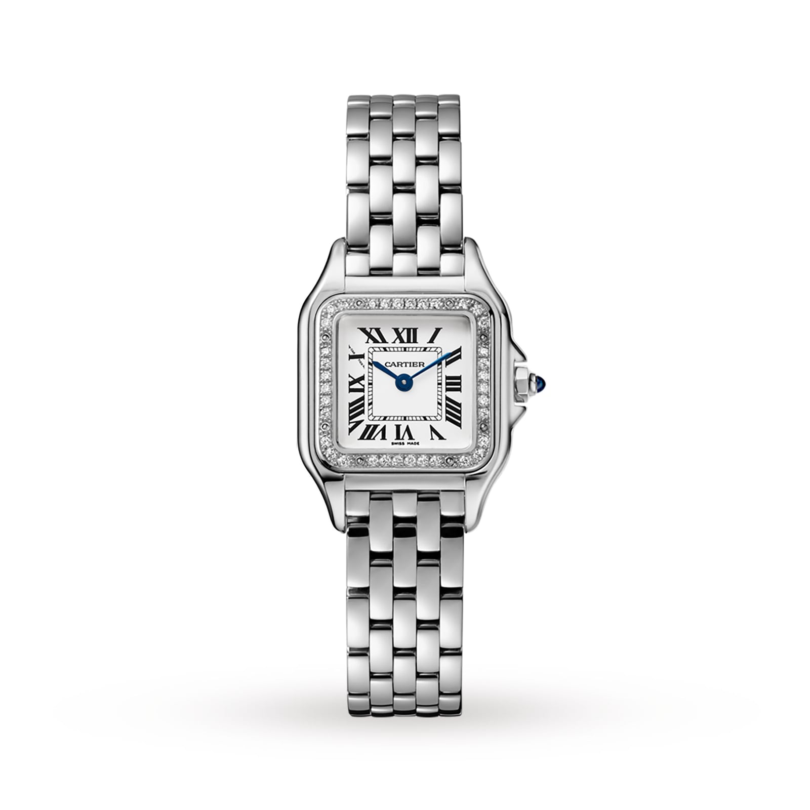 Cartier Panthère De Cartier Watch Small Model, Quartz Movement, Steel, Diamonds-P17310954