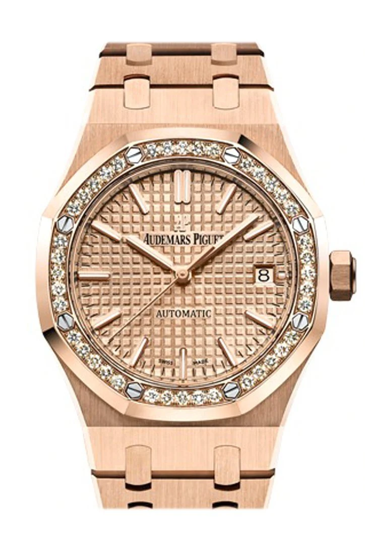 Audemars Piguet Royal Oak 37mm Pink gold-toned Automatic 18K Pink Gold Ladies Diamond Watch 15451OR.ZZ.1256OR.03