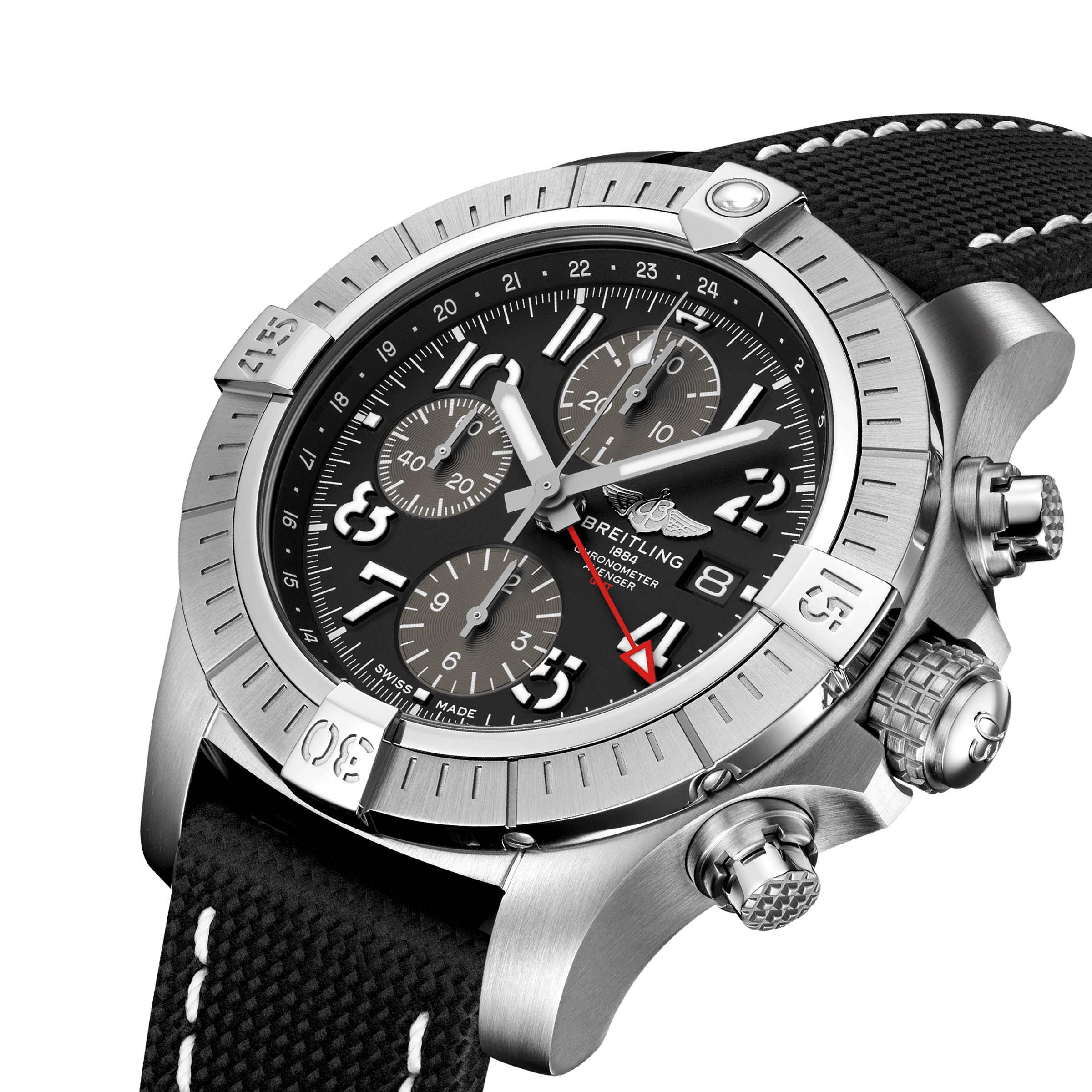 Breitling Avenger Chronograph GMT 45mm Mens Watch Leather-P17532201