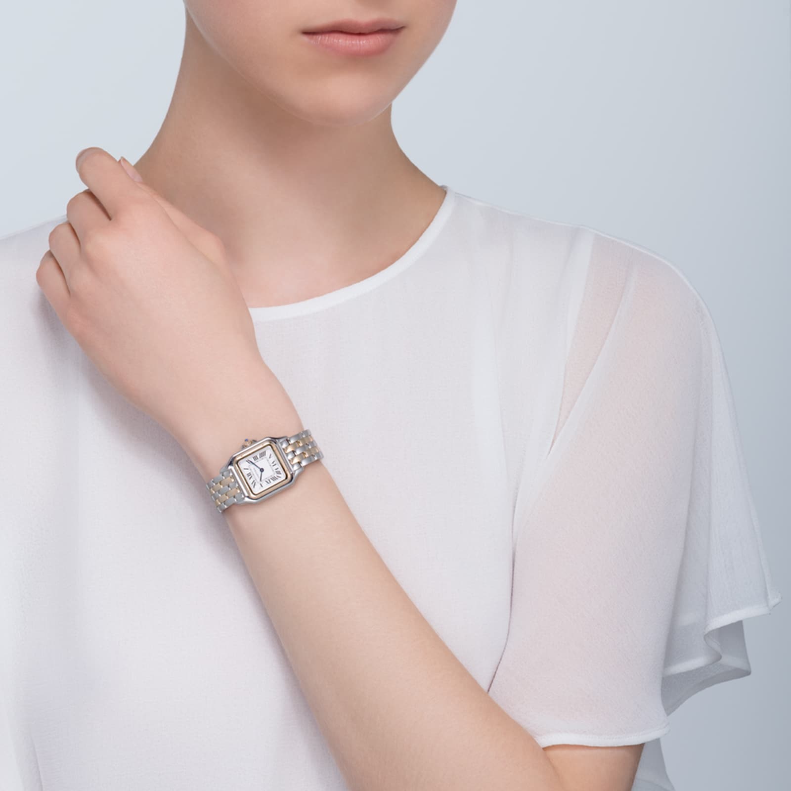 Cartier Panthère De Cartier Watch Medium Model, Quartz Movement, Yellow Gold, Steel-P17310916