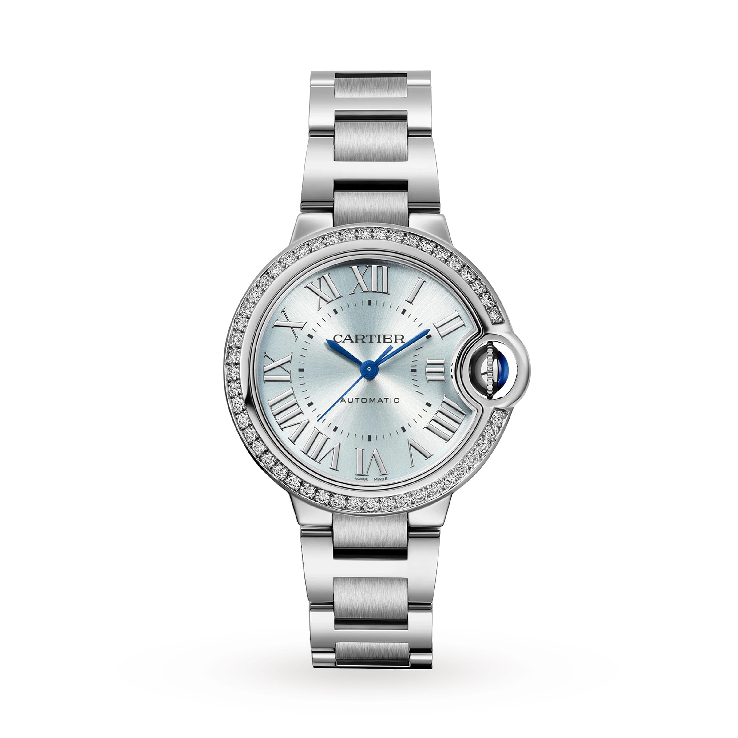 Cartier Ballon Bleu de Cartier watch 33 mm, automatic movement, steel, diamonds-P17311191