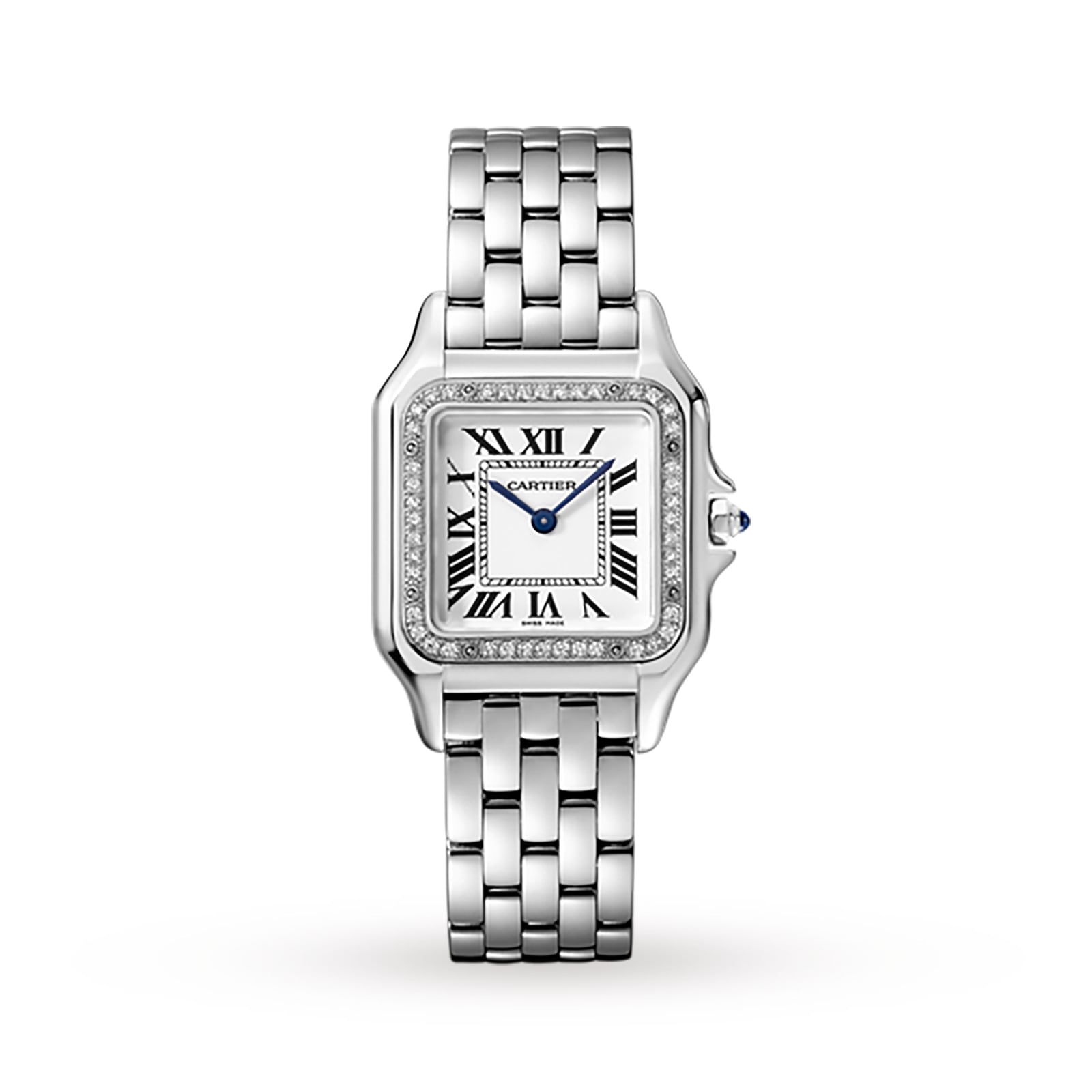 Cartier Panthère De Cartier Watch Medium Model, Quartz Movement, Steel, Diamonds-P17310955