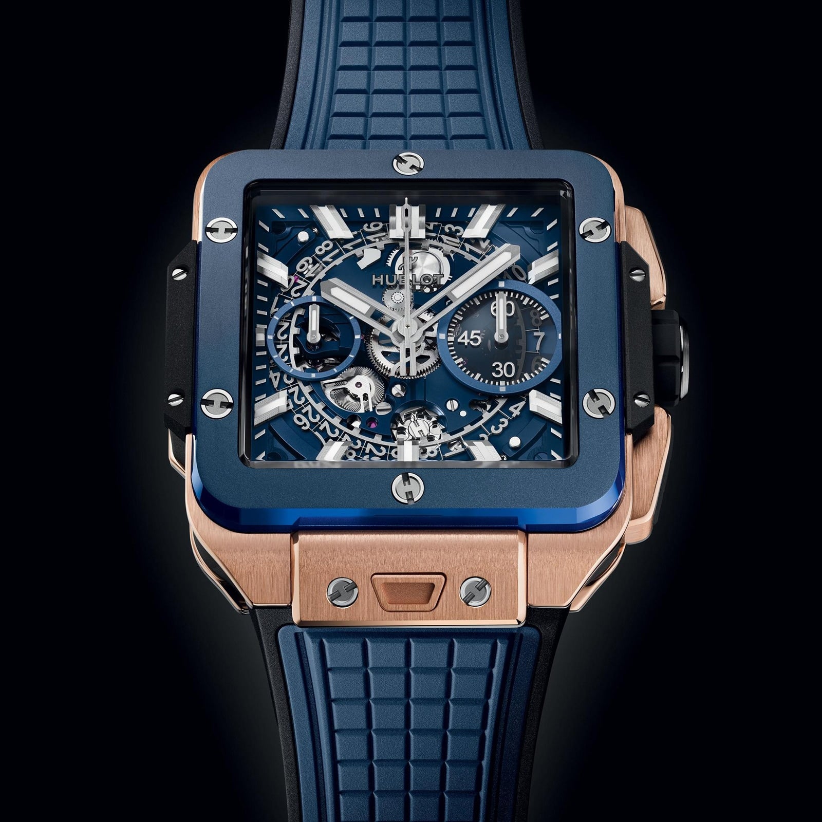 Hublot Square Bang Unico King Gold Blue Ceramic Men's