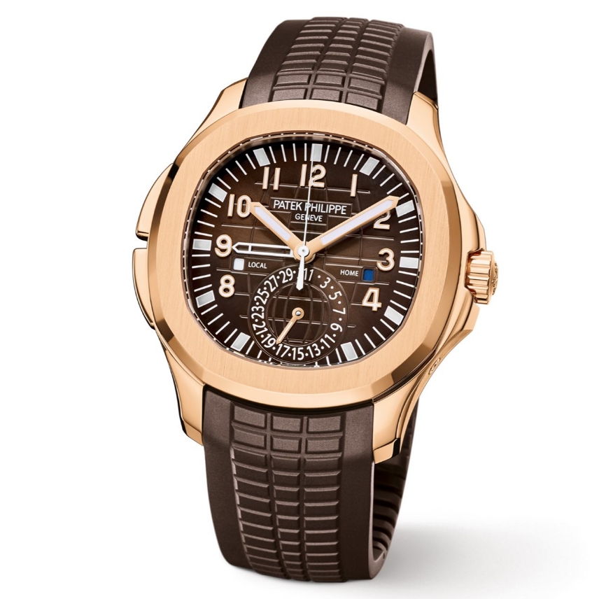 Patek Philippe Aquanaut Brown Embossed Arabic Dial Rose Gold Composite Men's Watch 5164R-001