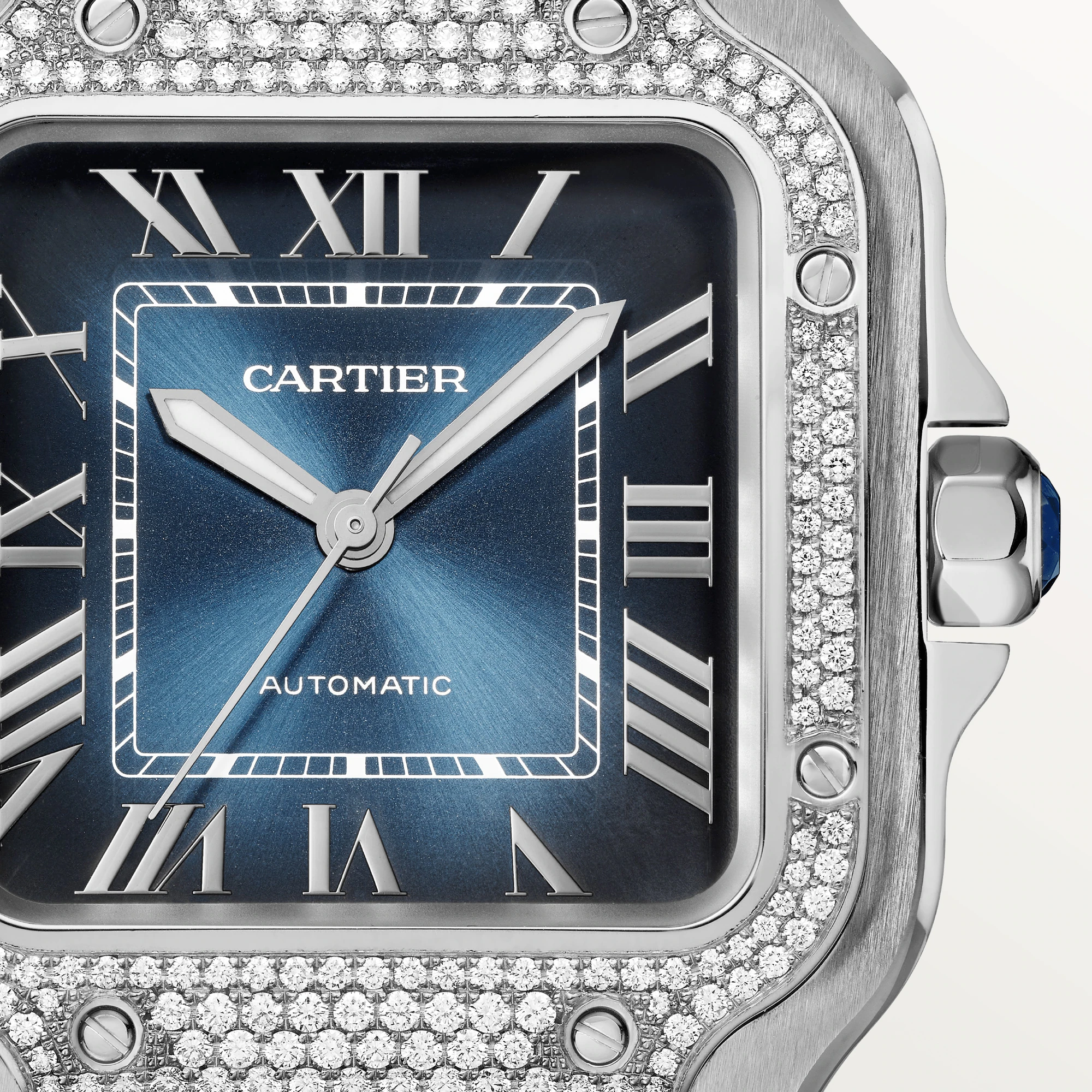 Cartier Santos Stainless Steel & Diamonds Men’s Watch, W4SA0006