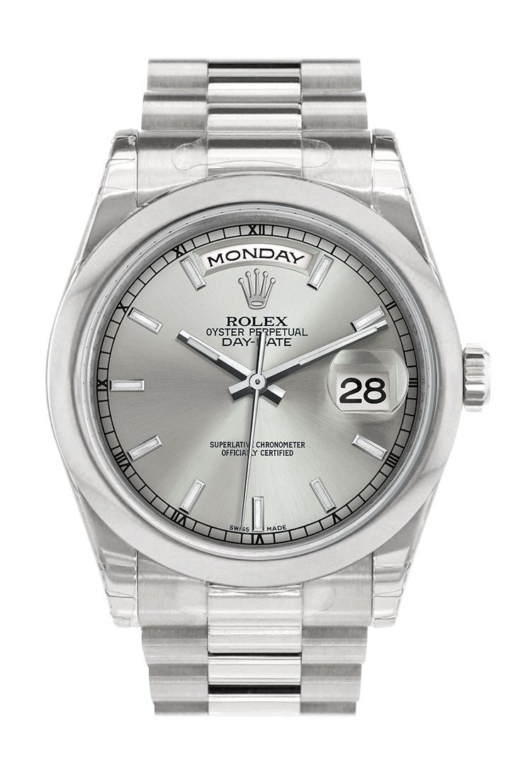 Rolex Day Date 36 Silver Dial President Men's Watch 118206