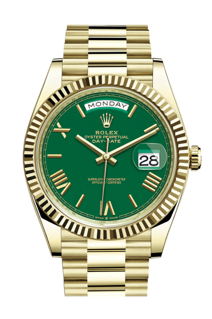 The Rolex Day-Date 40 With Green Lacquered Dial 228238