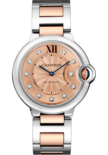 Cartier Ballon Bleu Stainless Steel & 18K Rose Gold & Diamonds Lady’s Watch, WE902054