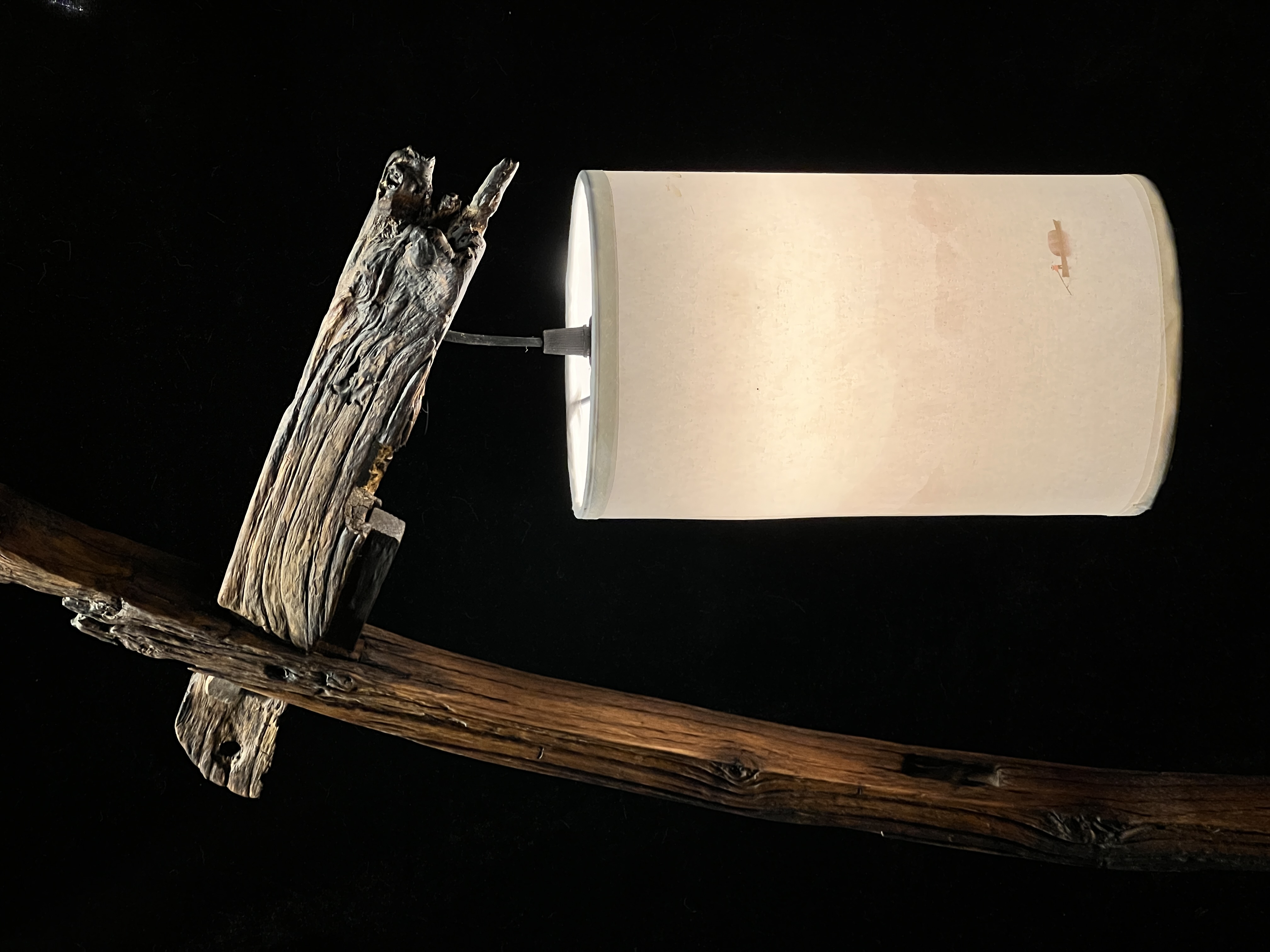 Original handmade old wood new Zen floor lamp 