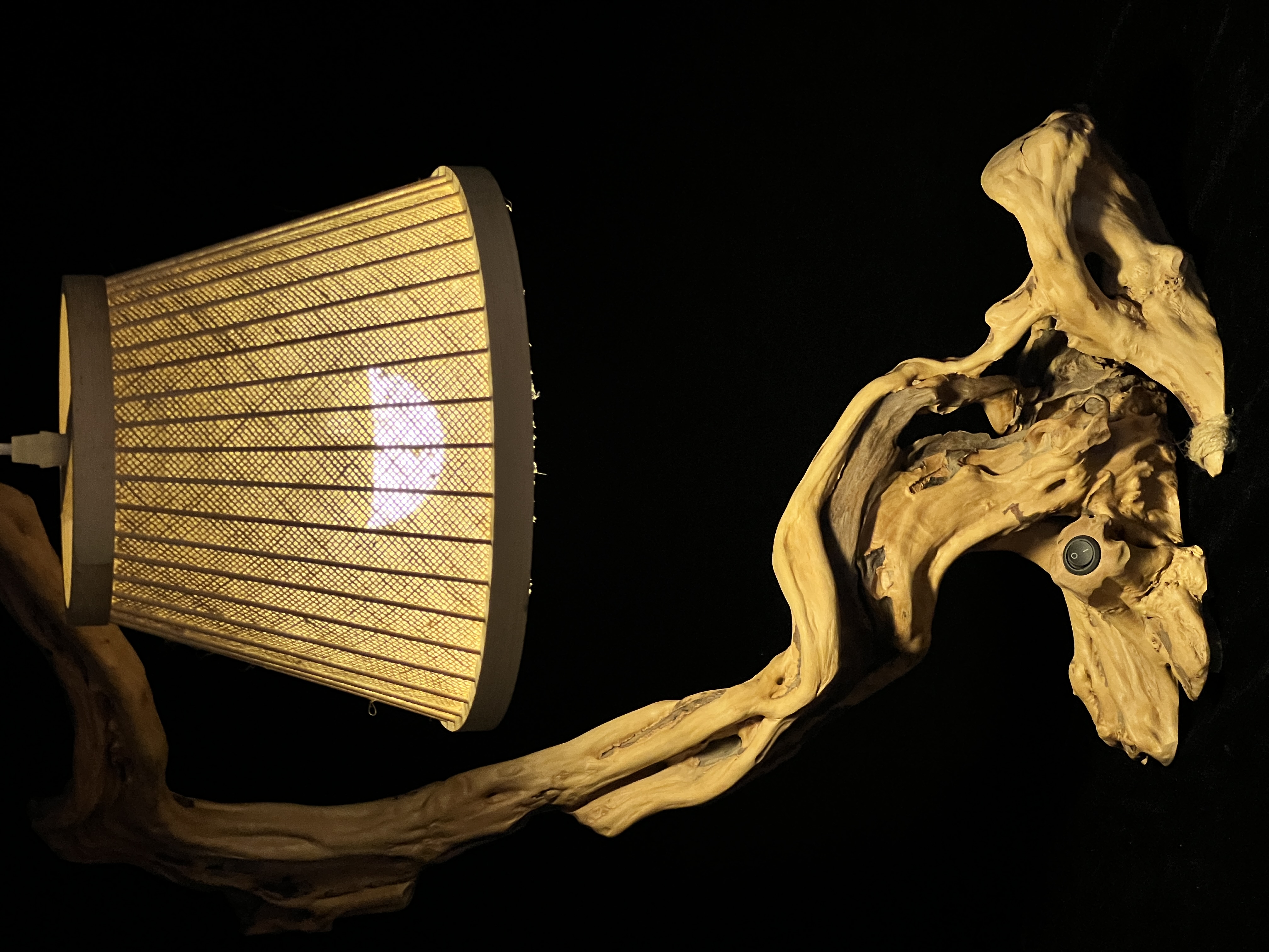 Original handmade retro Chinese root art table lamp 