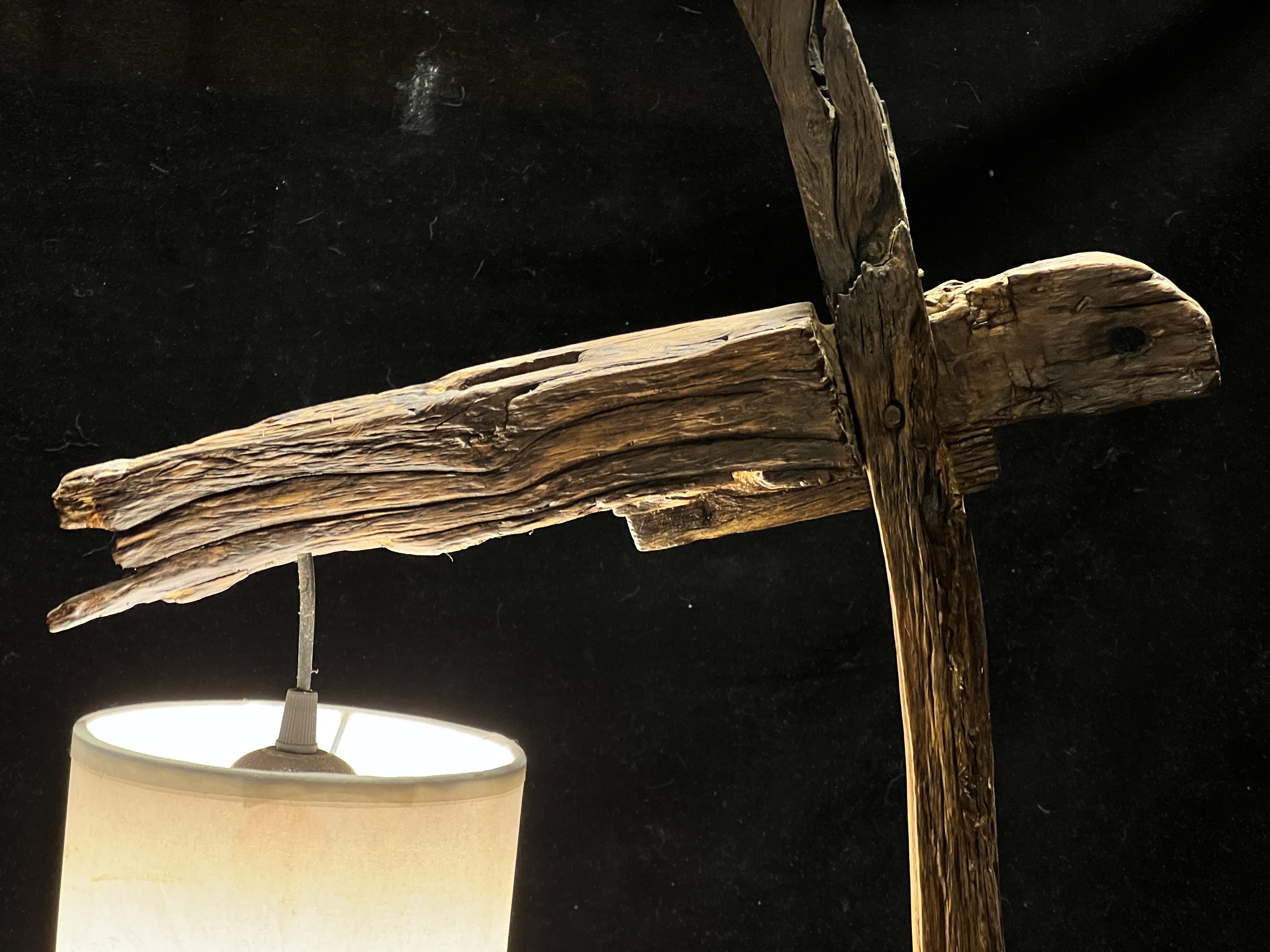 Original handmade old wood new Zen floor lamp 