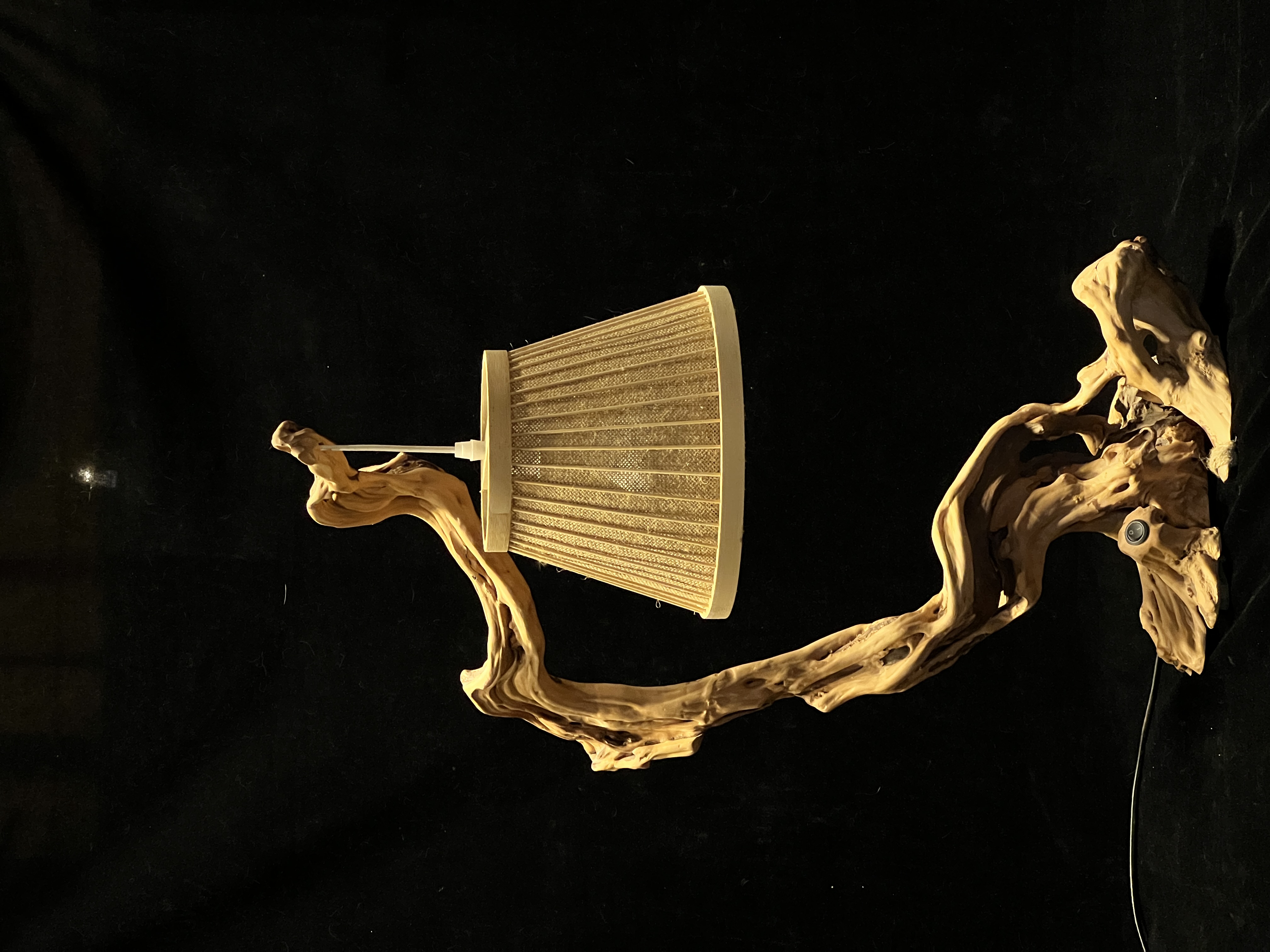 Original handmade retro Chinese root art table lamp 