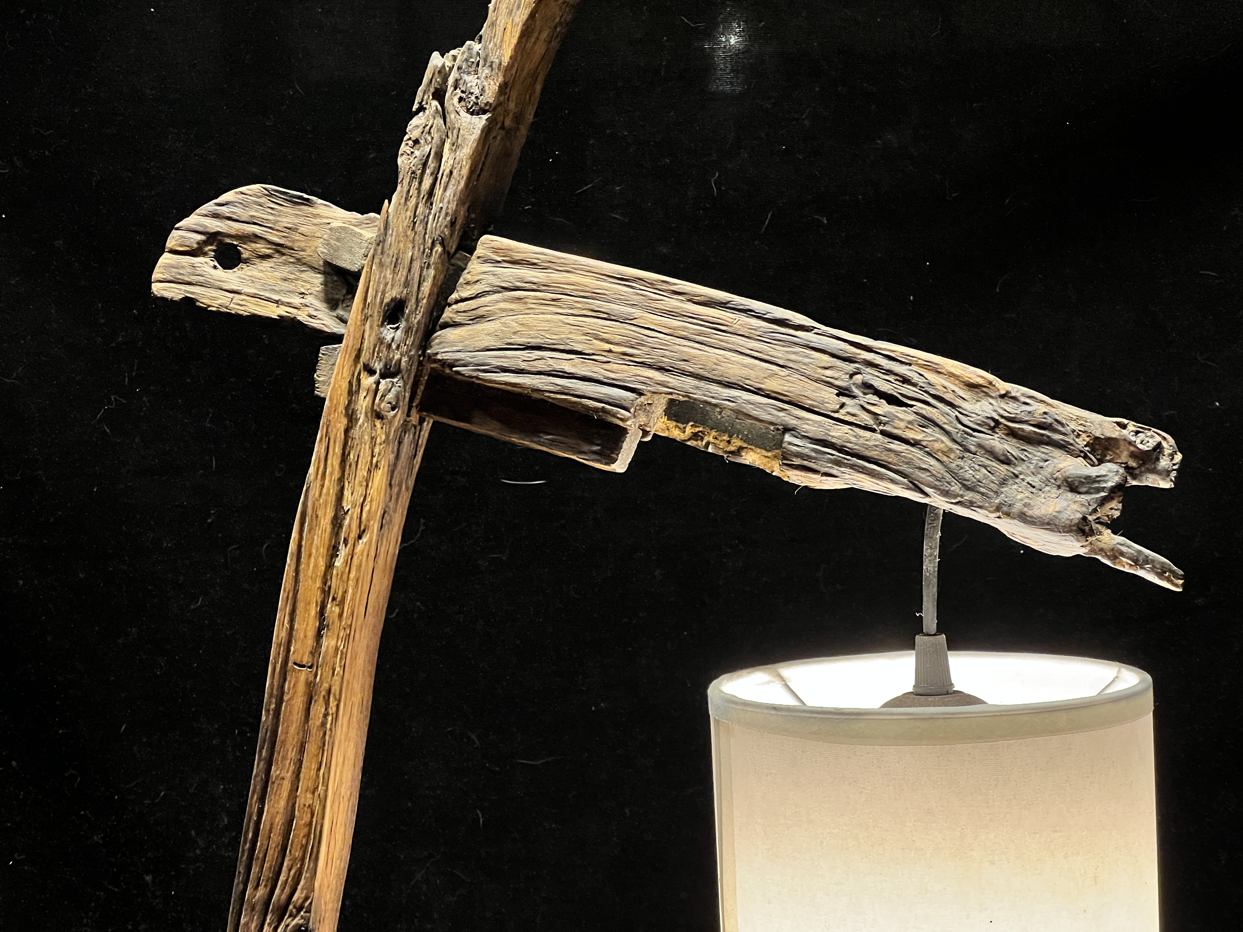 Original handmade old wood new Zen floor lamp 