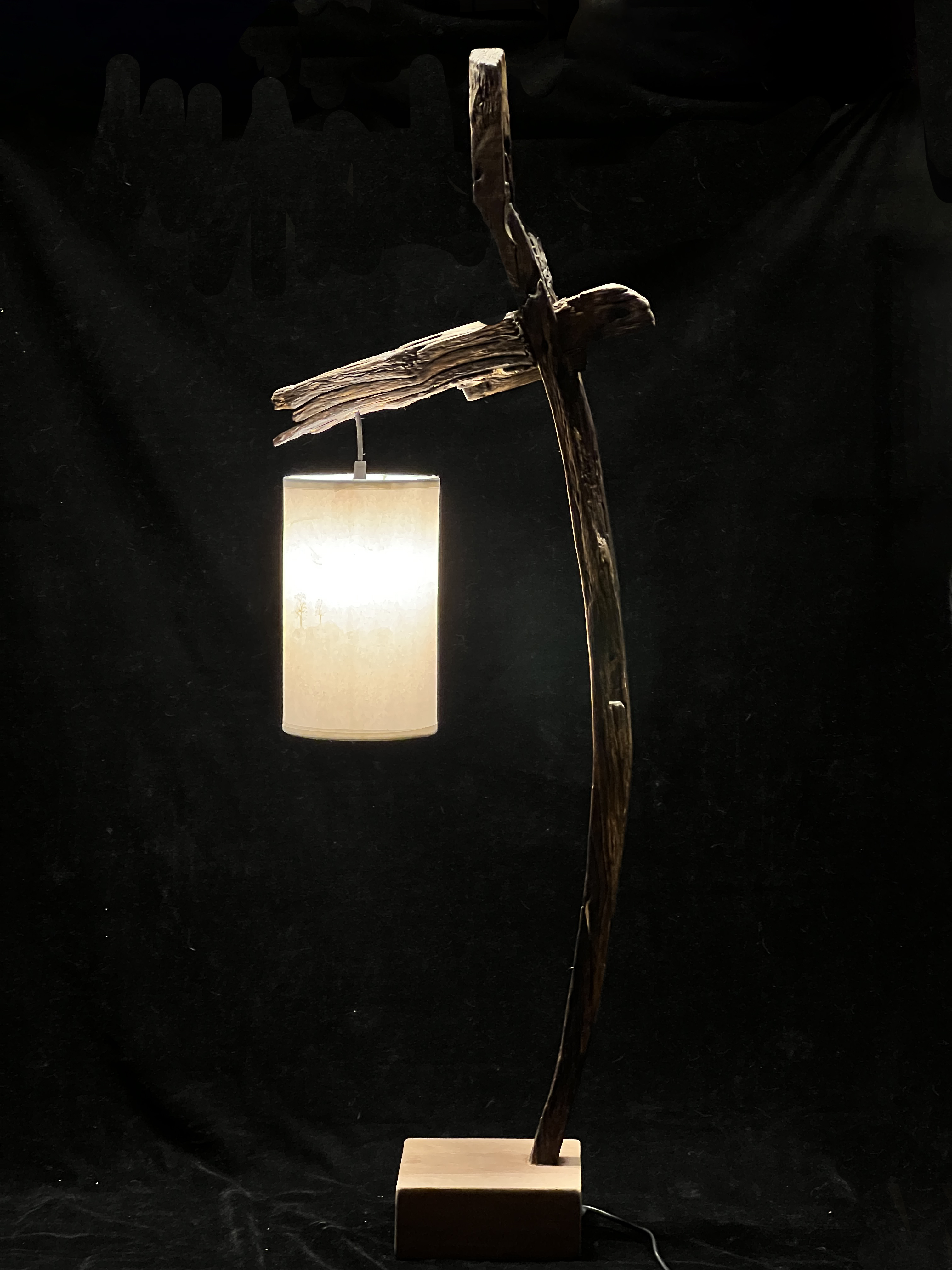 Original handmade old wood new Zen floor lamp 