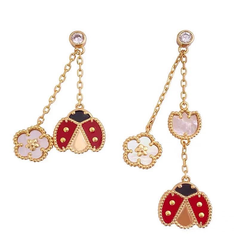 Van Cleef & Arpels earrings New Tassel Plum Blossom Ladybug earrings Gold Rose Gold