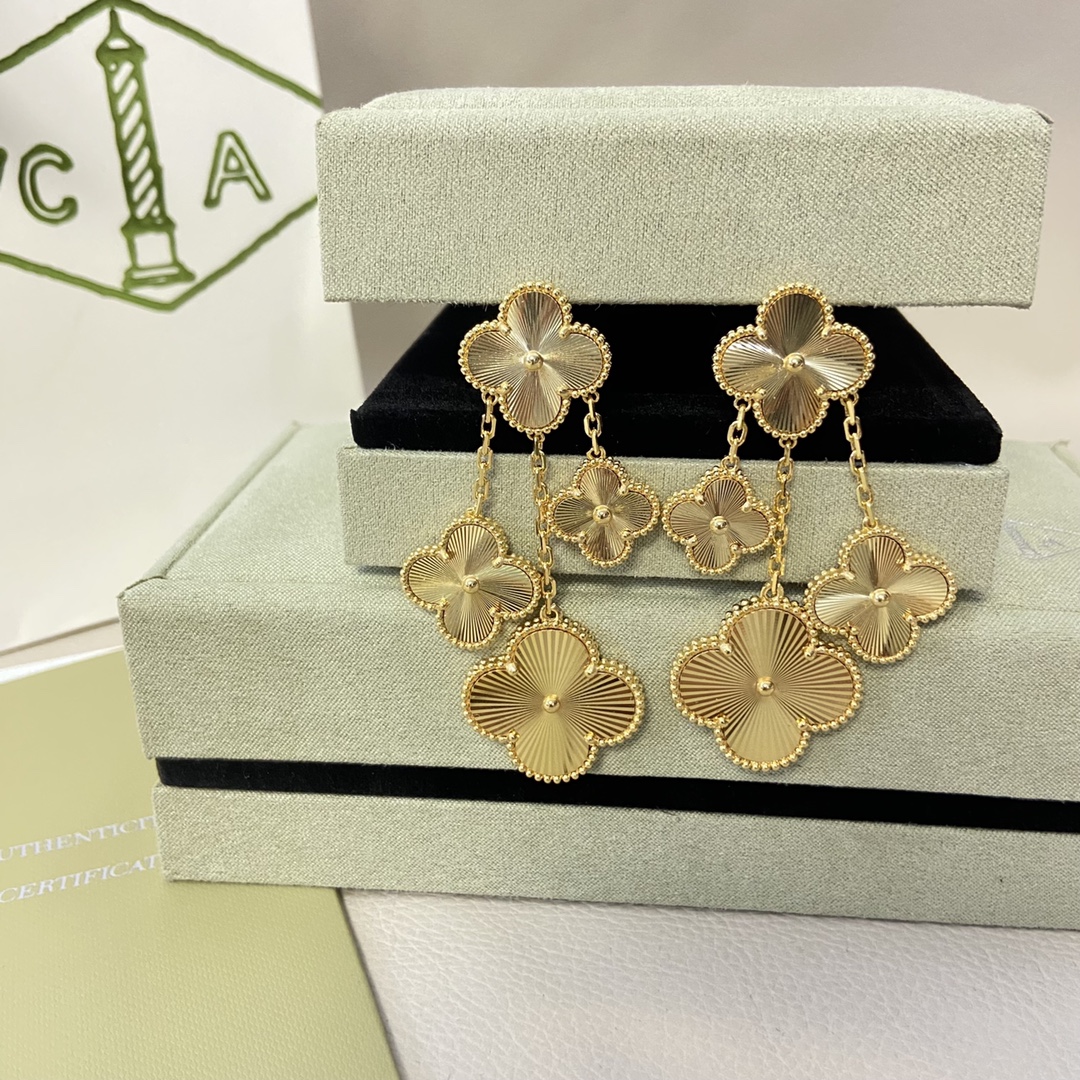 Van Cleef & Arpels earrings New laser four-flower four-leaf clover earrings