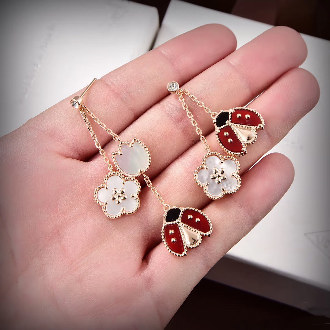 Van Cleef & Arpels earrings New Tassel Plum Blossom Ladybug earrings Gold Rose Gold