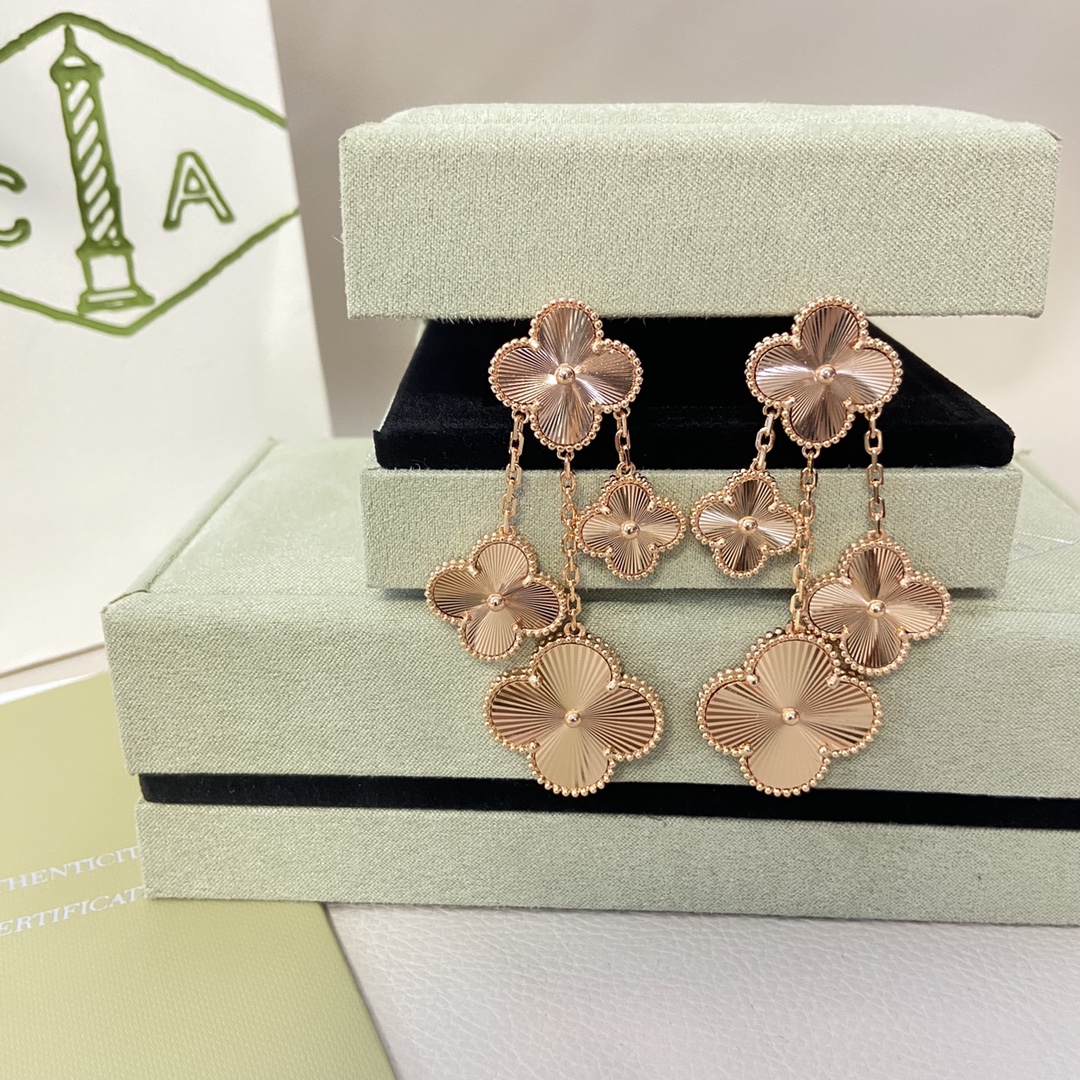 Van Cleef & Arpels earrings New laser four-flower four-leaf clover earrings