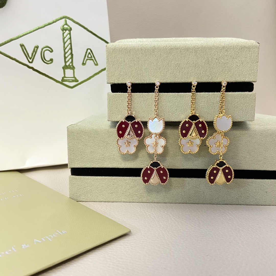 Van Cleef & Arpels earrings New Tassel Plum Blossom Ladybug earrings Gold Rose Gold