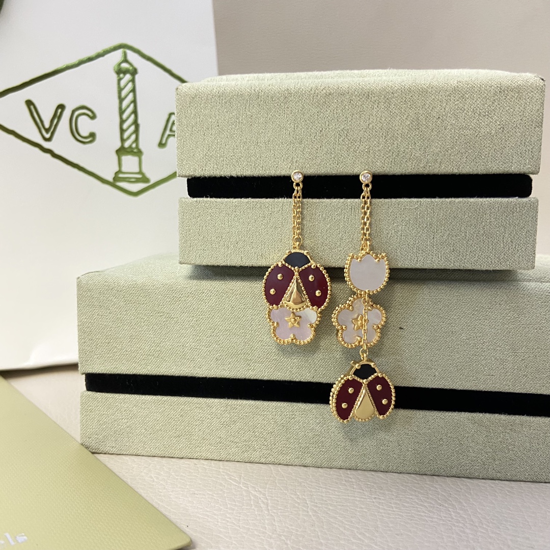Van Cleef & Arpels earrings New Tassel Plum Blossom Ladybug earrings Gold Rose Gold