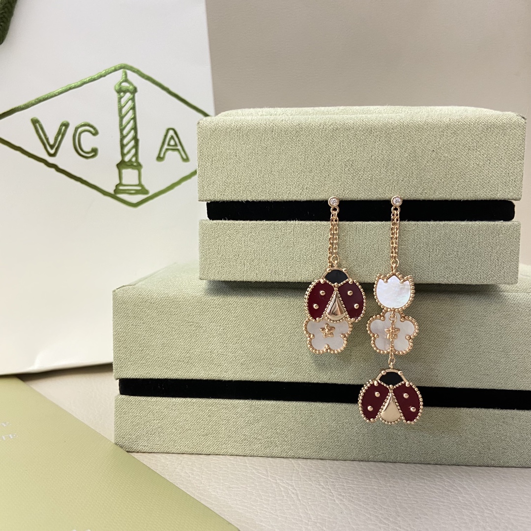 Van Cleef & Arpels earrings New Tassel Plum Blossom Ladybug earrings Gold Rose Gold