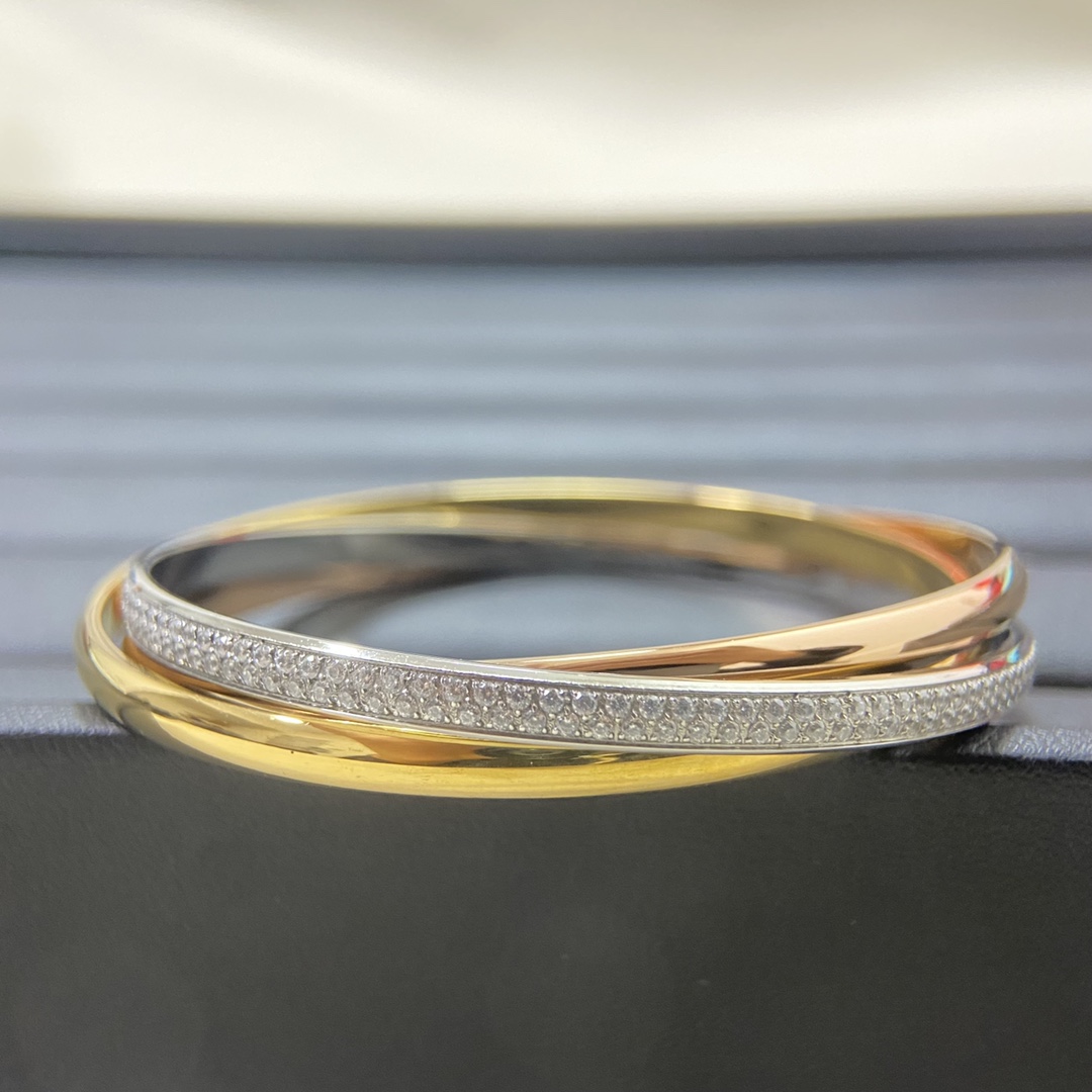 Cartier bracelet Three-ring bracelet set with diamonds