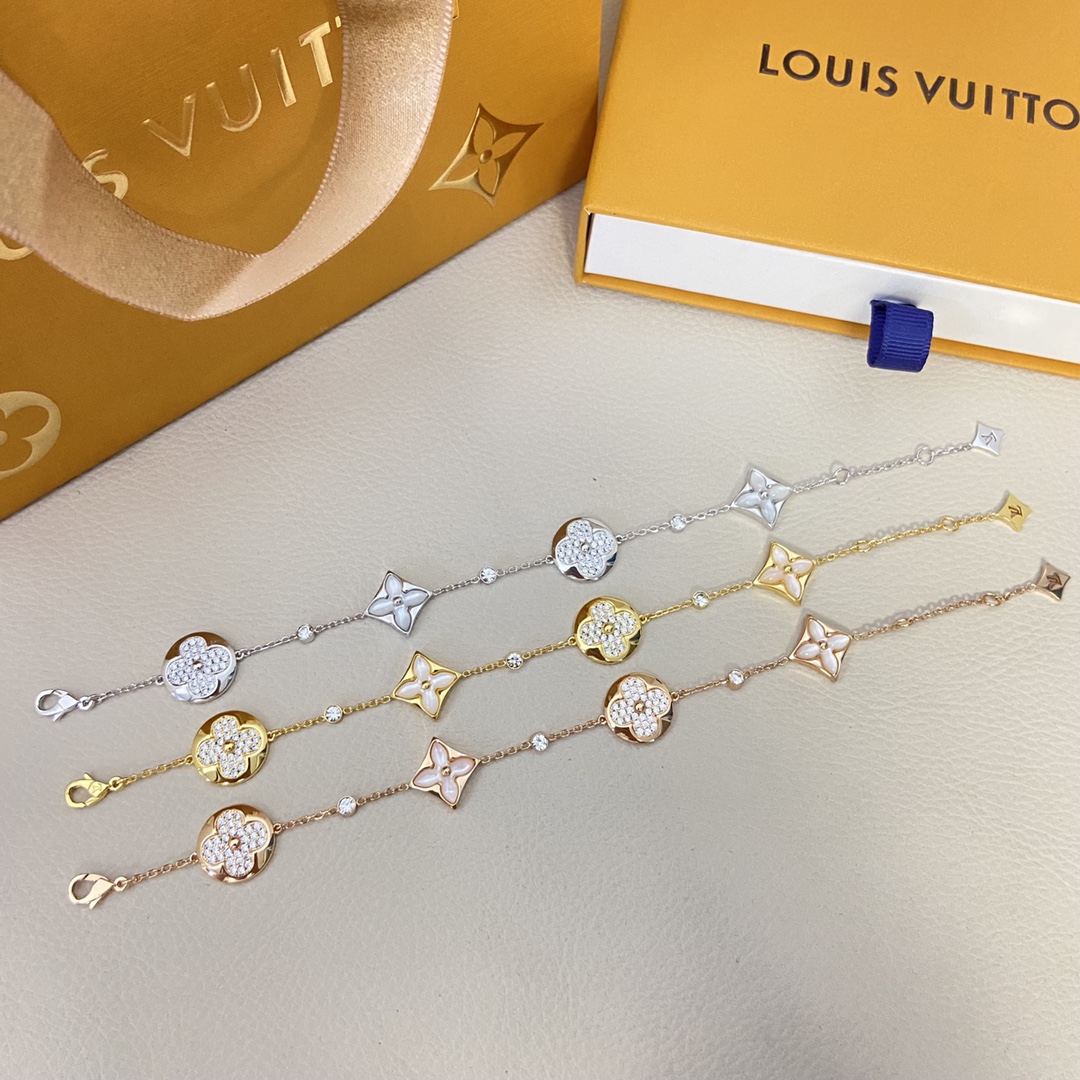 LV Bracelet 4 flower diamond white mother-of-pearl bracelet