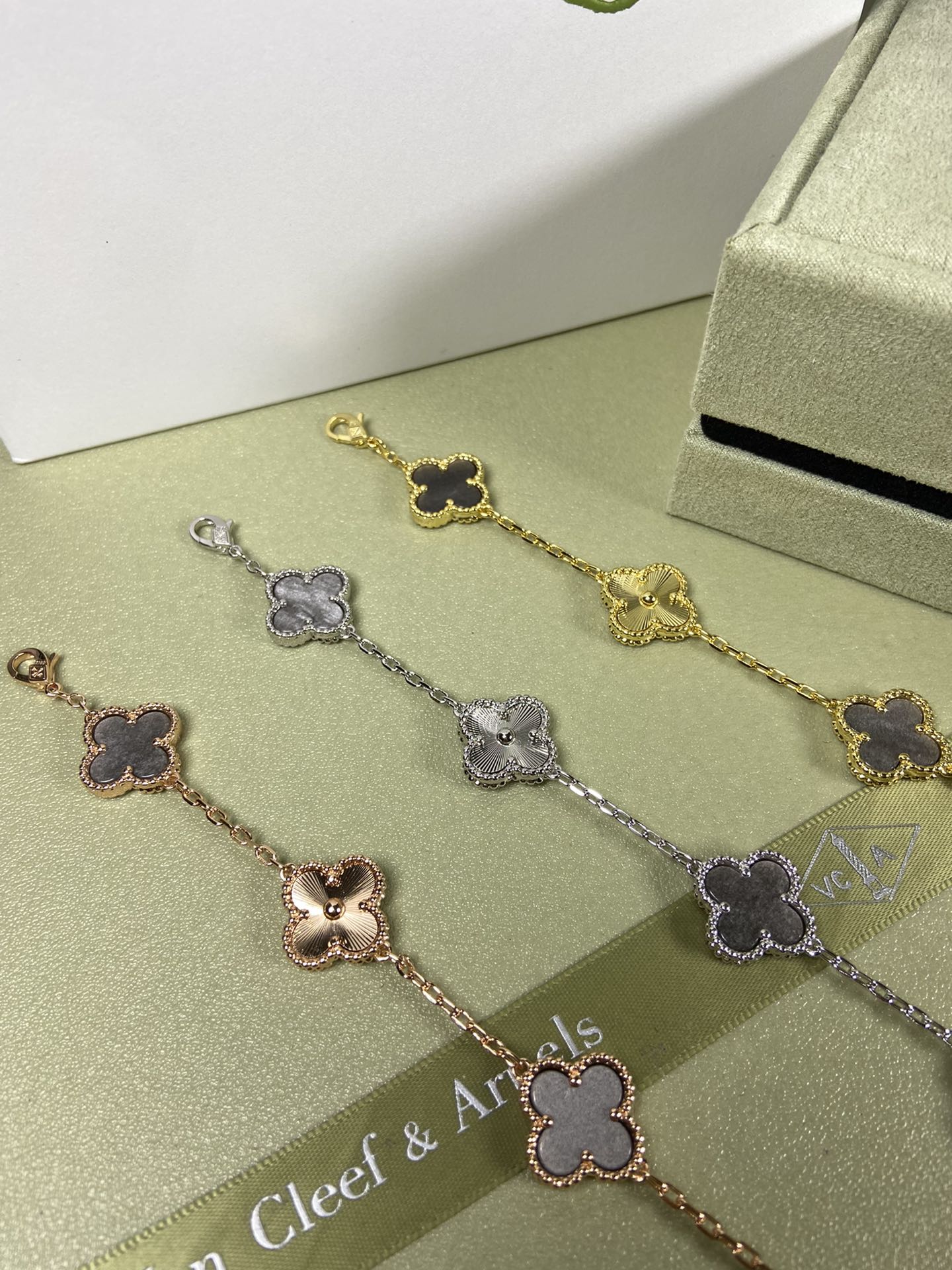 Van Cleef & Arpels obsidian clover bracelet