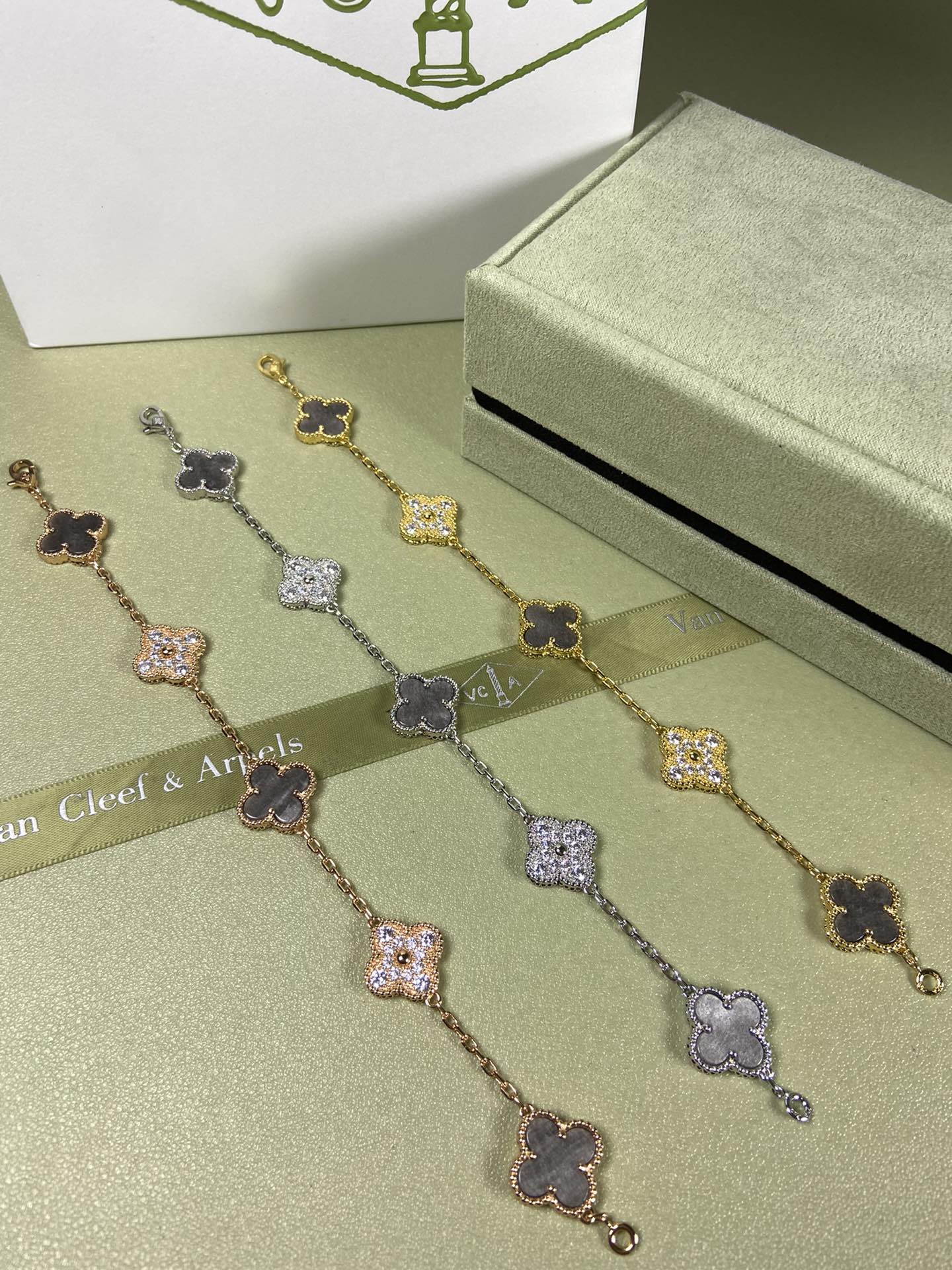 Van Cleef & Arpels obsidian clover bracelet