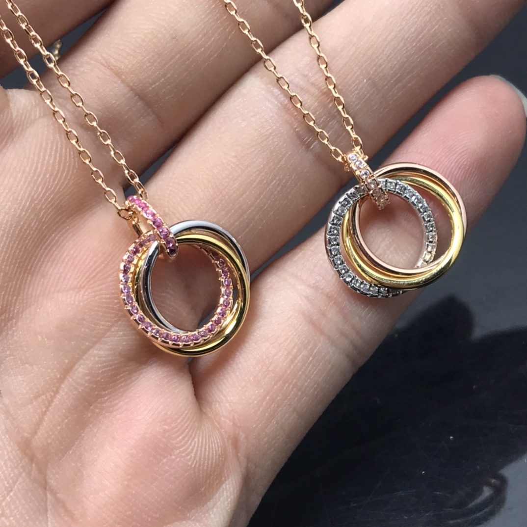 Cartier necklace New three-ring diamond necklace