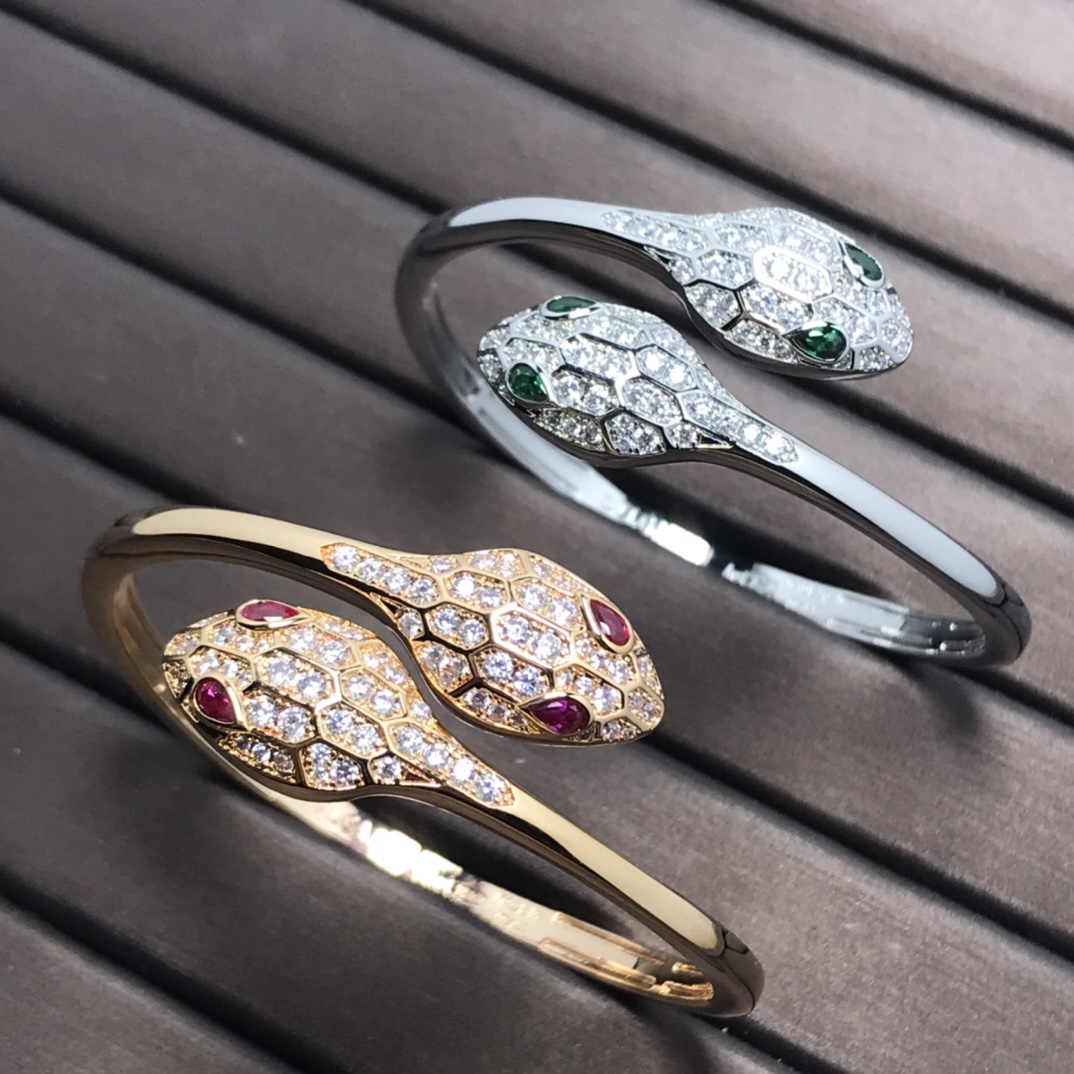Bulgari Bracelet New Product Double Snakehead Diamond Set Bracelet