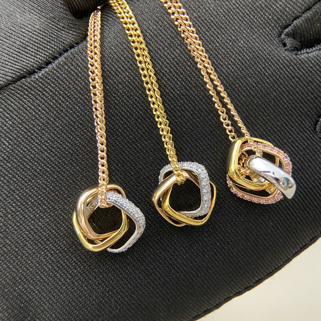 Cartier necklace New three-ring three-color diamond necklace