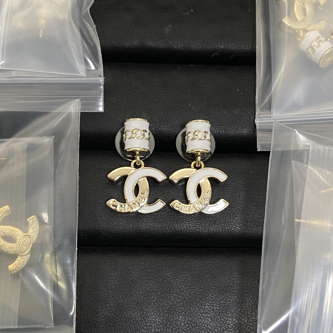 Chanel's new enamel double C stud earrings