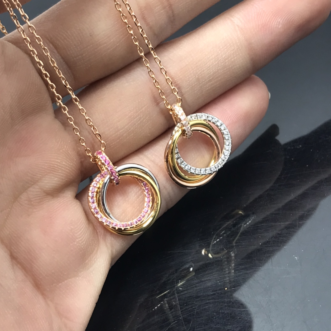 Cartier necklace New three-ring diamond necklace