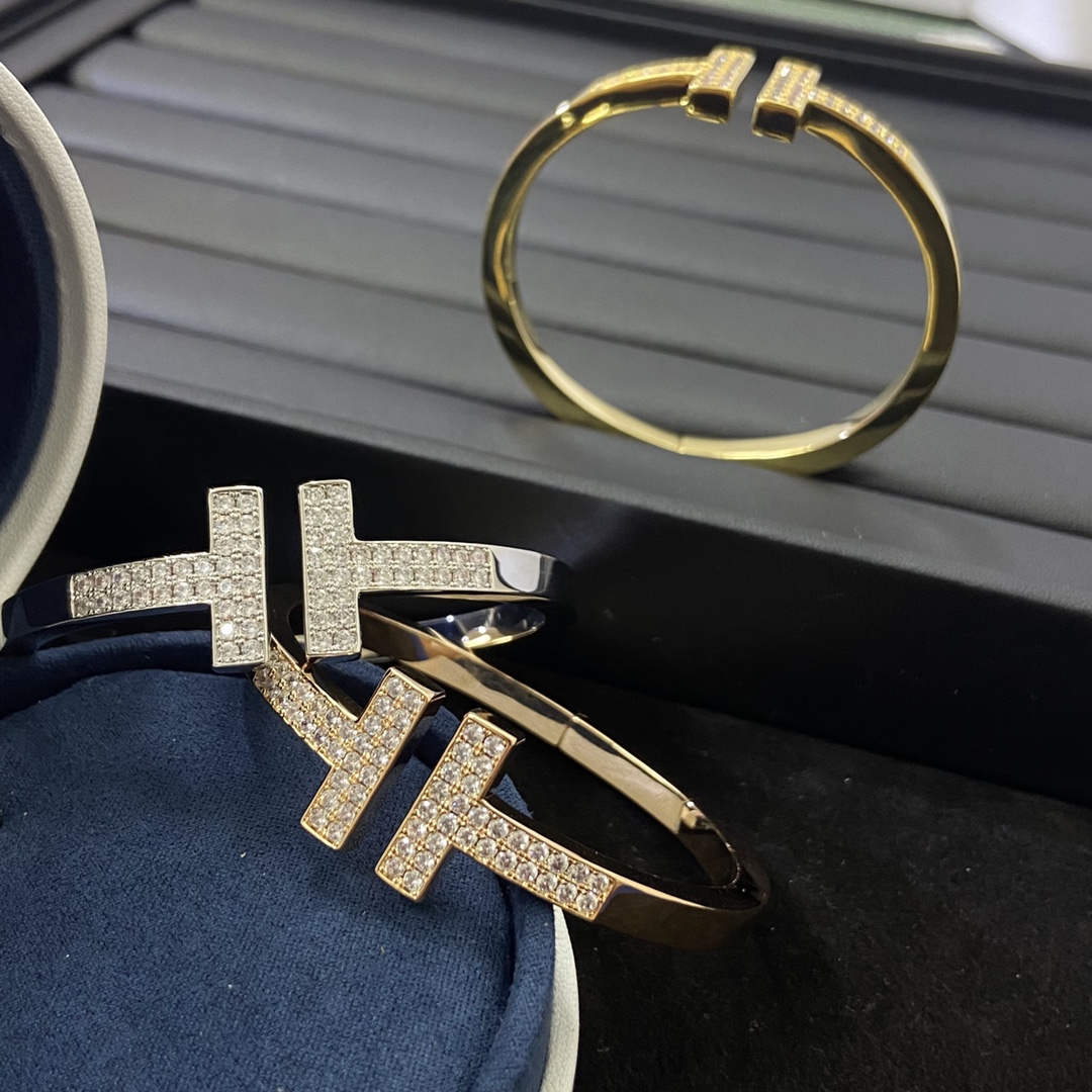 Tiffany Bracelet New Diamond-set Diamond-Free Double T Bracelet