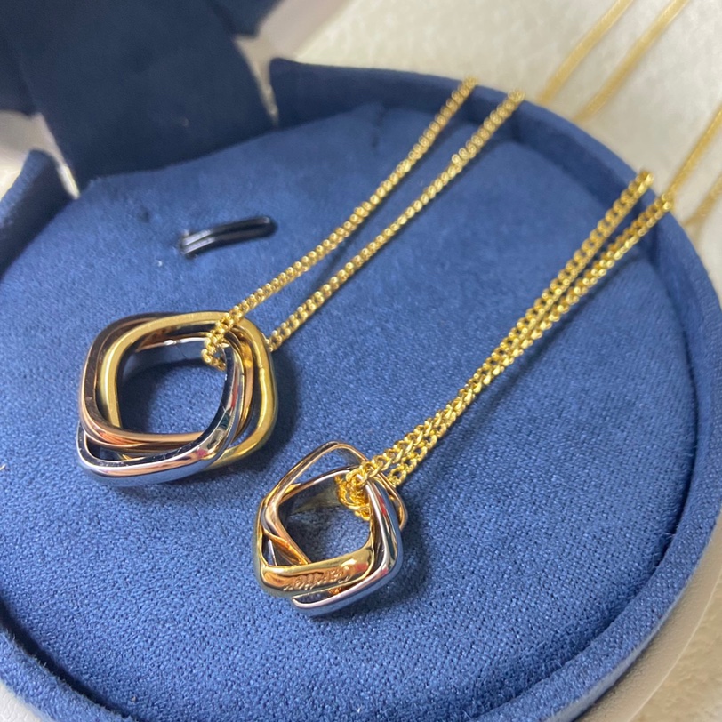 Cartier necklace New square three-ring three-color necklace Small large