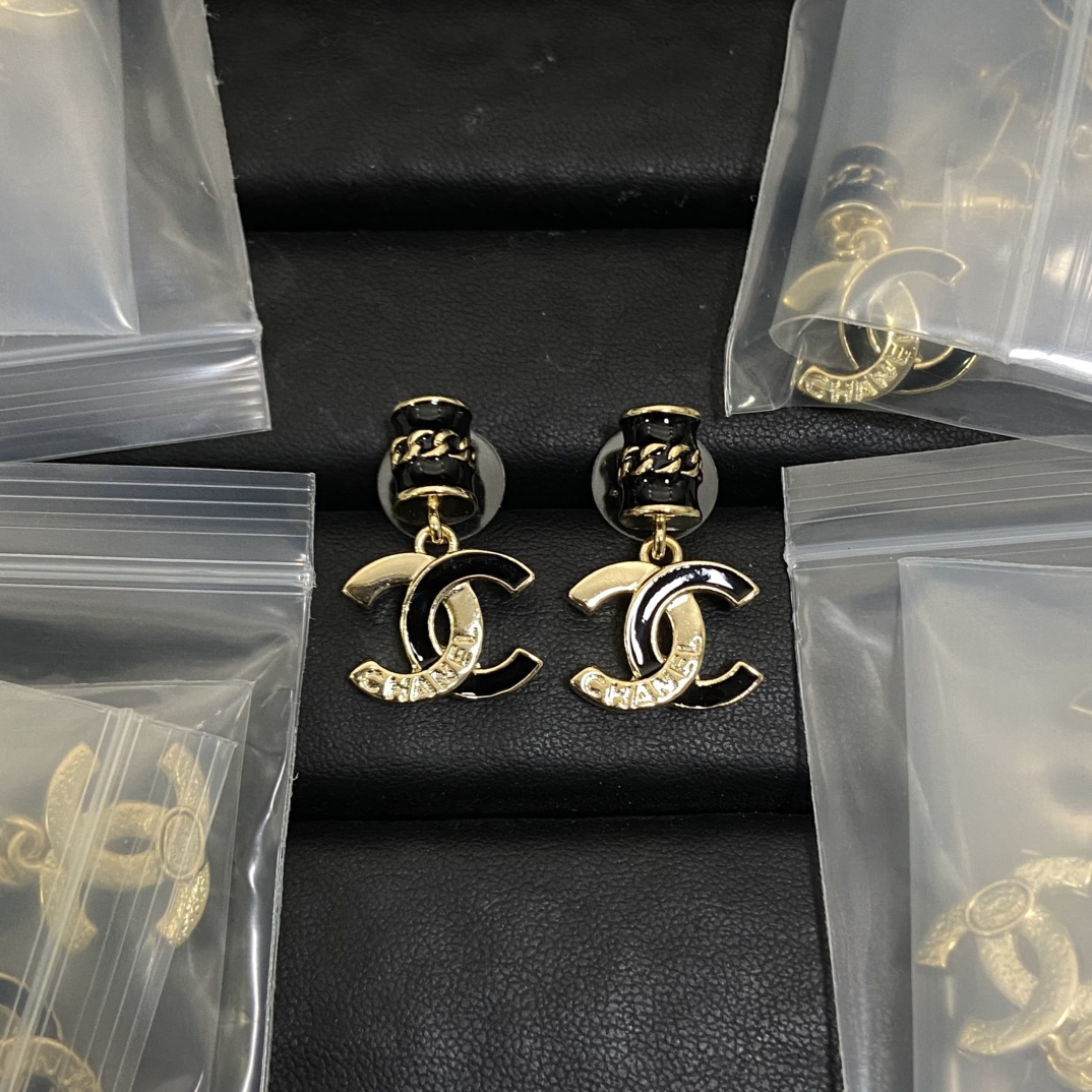 Chanel's new enamel double C stud earrings