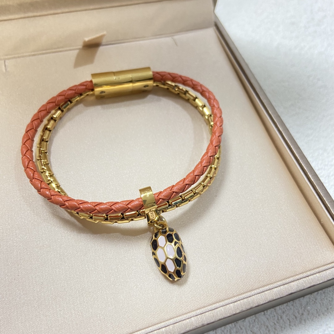 Bulgari leather rope new product enamel snake scalp rope hand