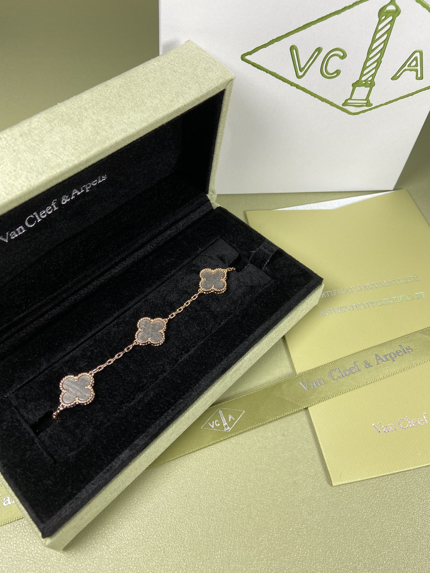 Van Cleef & Arpels obsidian clover bracelet