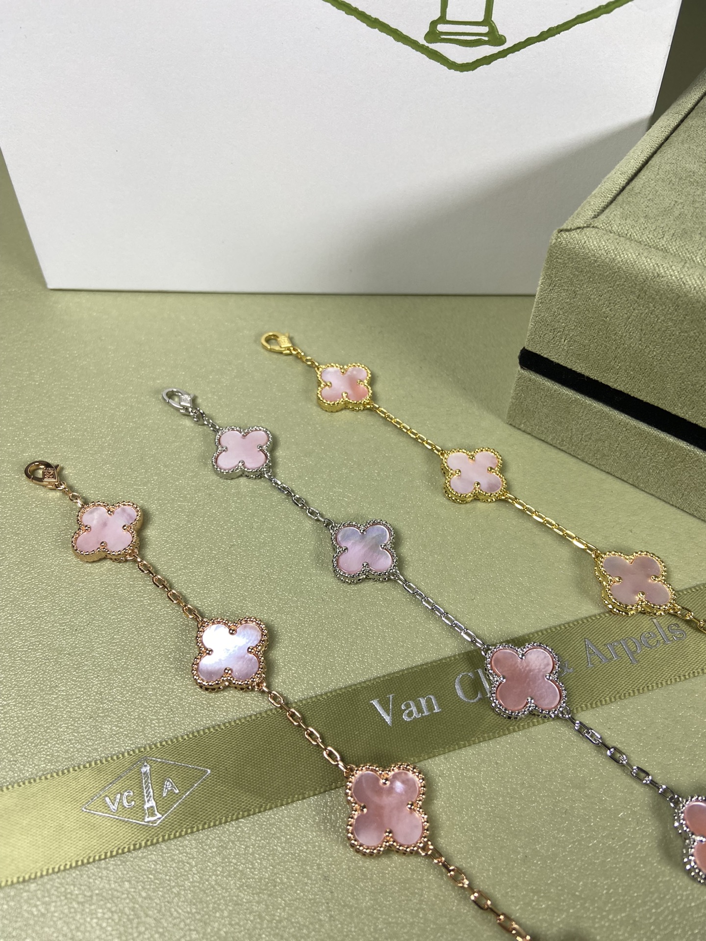 Van Cleef & Arpels four-leaf Pink mother-of-pearl clover bracelet