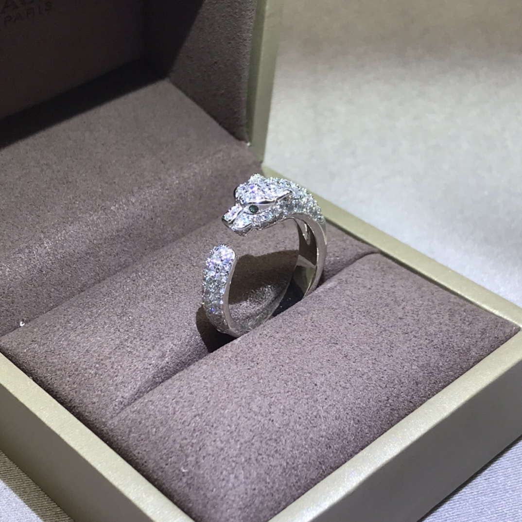 Cartier Rings New women's small head and tail full of diamond leopard head rings