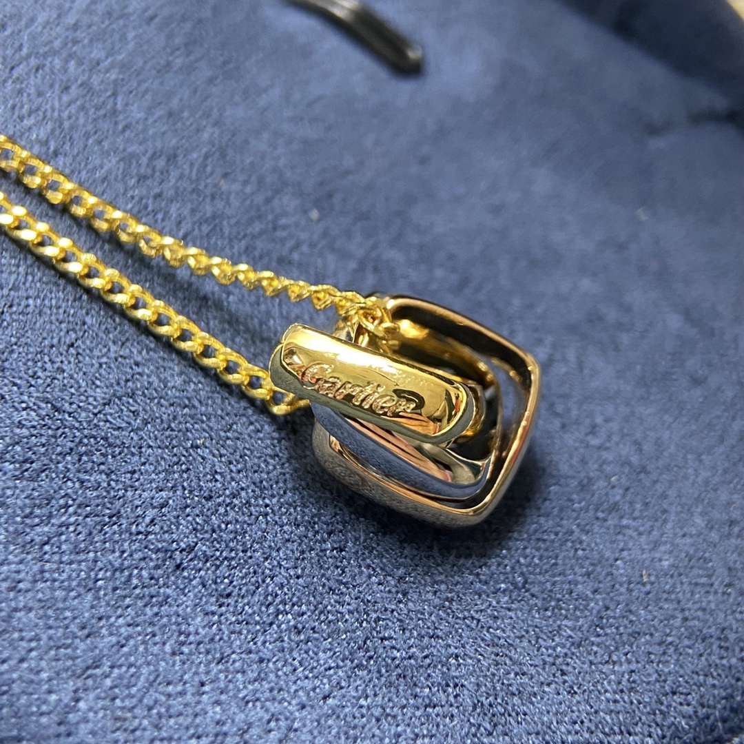 Cartier necklace New square three-ring three-color necklace Small large