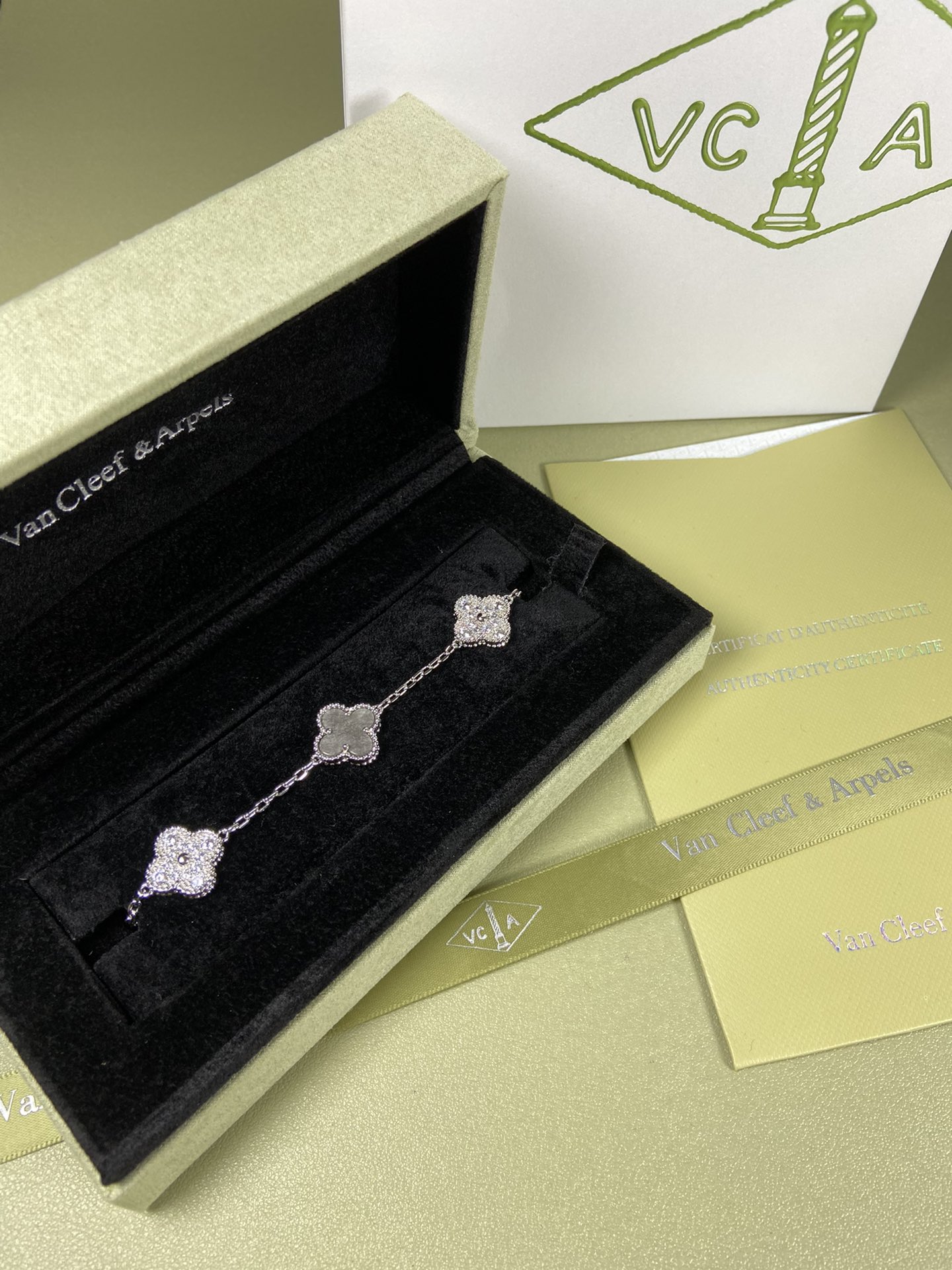 Van Cleef & Arpels obsidian clover bracelet