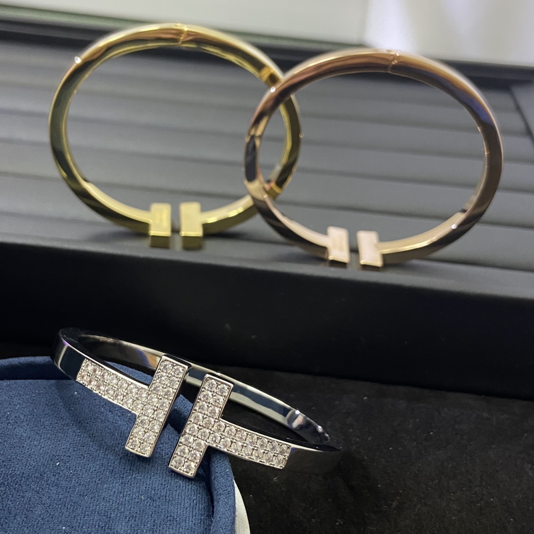 Tiffany Bracelet New Diamond-set Diamond-Free Double T Bracelet