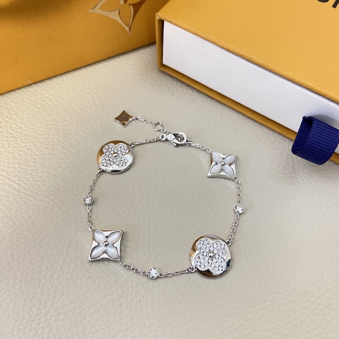 LV Bracelet 4 flower diamond white mother-of-pearl bracelet
