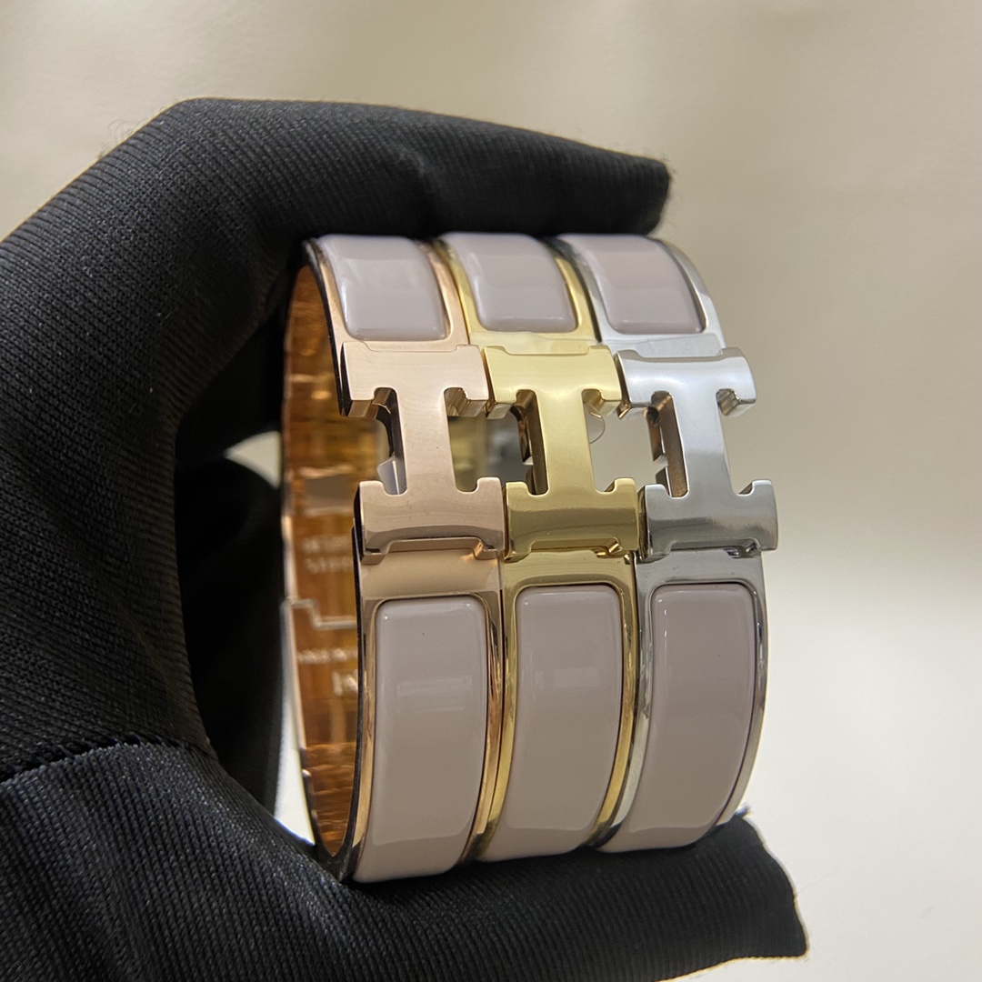 Hermes bracelet New light brown enamel H bracelet